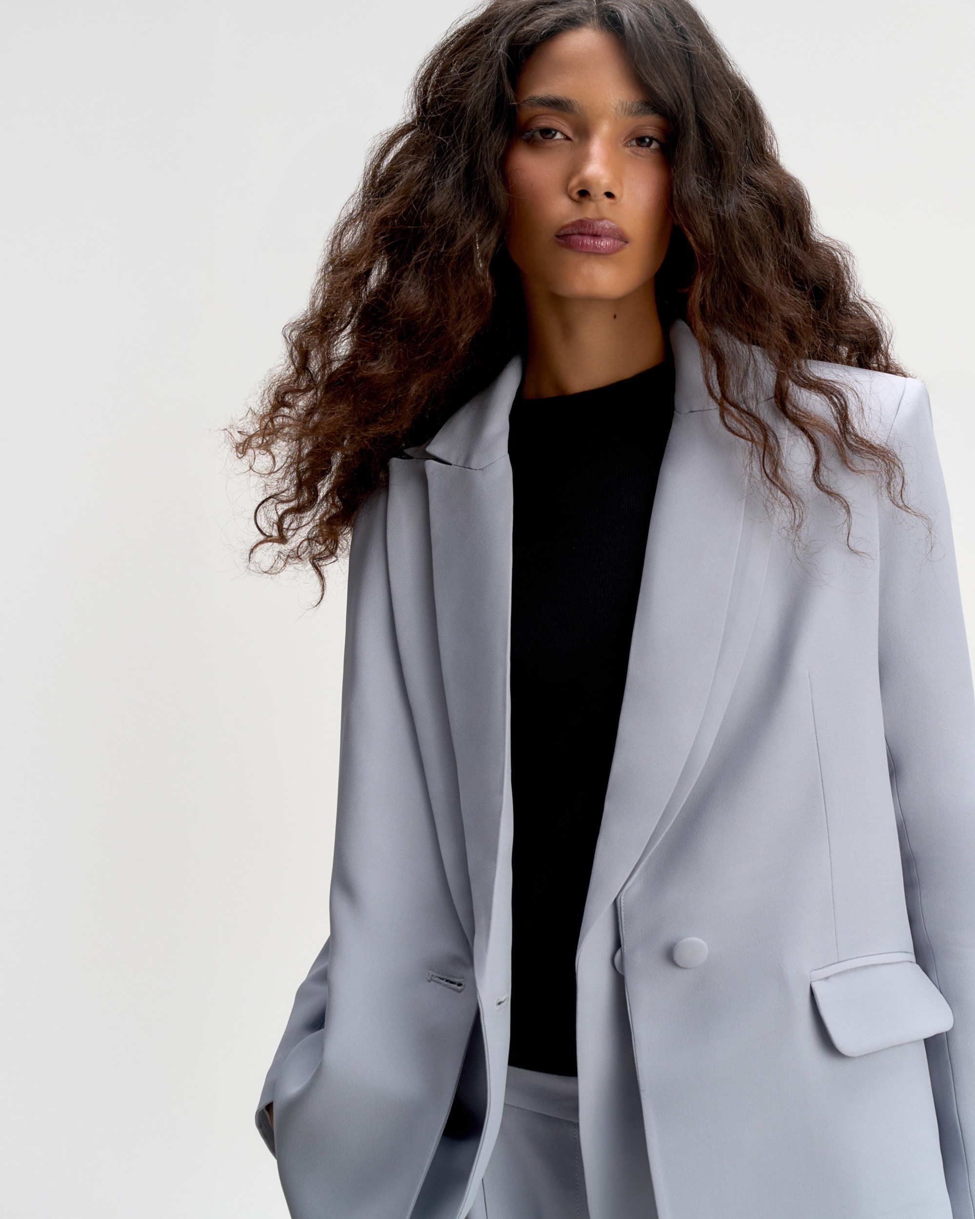 Blazer Alfaiataria Crepe Patou Azul Steel Blazer Alfaiataria Crepe Patou Azul Steel