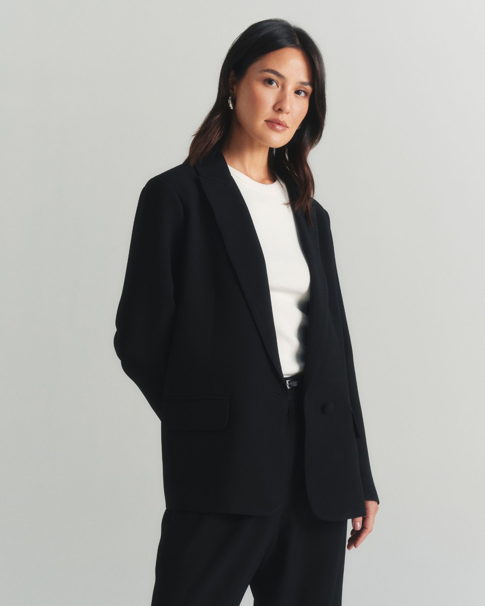 Blazer Alfaiataria Crepe Patou Preto