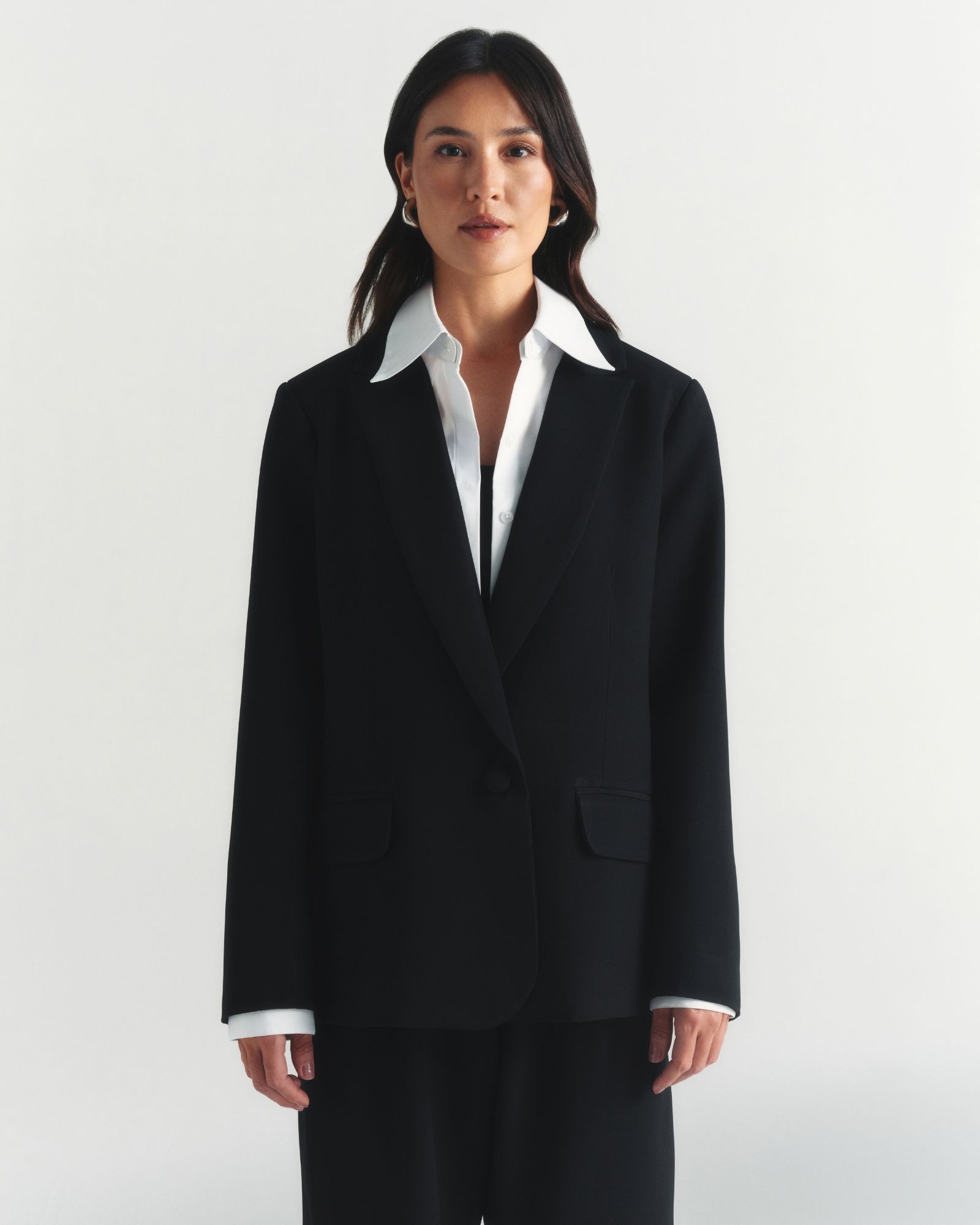 Blazer Alfaiataria Crepe Patou Preto