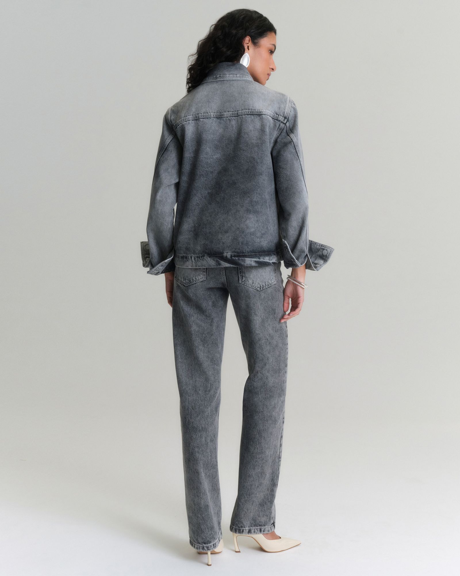 Jaqueta Jeans Boxy Light Grey